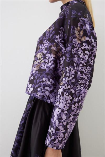 SUMBUL PATTERNED TWILL SCARF DETAILED SKIRT SET BLACK