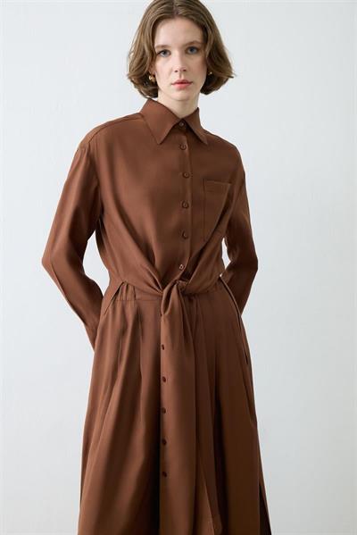 VERA VISCOSE LONG SHIRT   PANTS SET BROWN