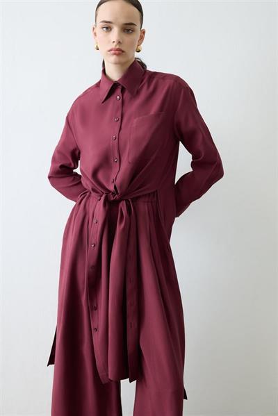 VERA VISCOSE LONG SHIRT   PANTS SET BURGUNDY
