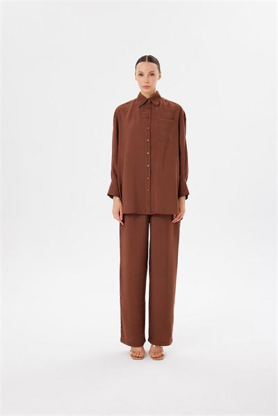 VERA VISCOSE PANTS SET BROWN