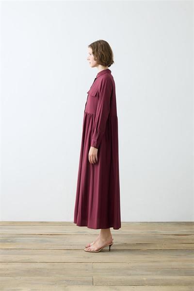 VERA VISCOSE POCKET SHIRT DRESS BURGUNDY