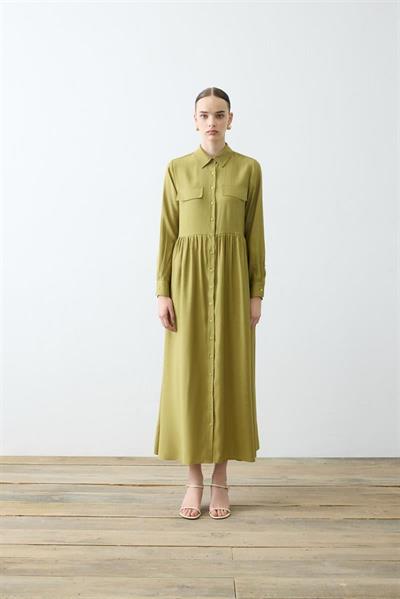 VERA VISCOSE POCKET SHIRT DRESS GREEN