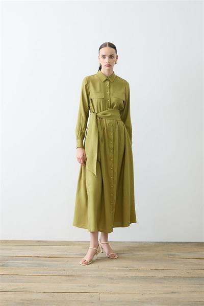 VERA VISCOSE POCKET SHIRT DRESS GREEN