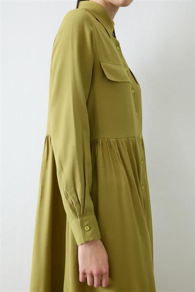VERA VISCOSE POCKET SHIRT DRESS GREEN