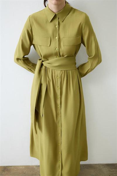 VERA VISCOSE POCKET SHIRT DRESS GREEN