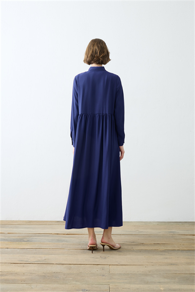 VERA VISCOSE POCKET SHIRT DRESS NAVY BLUE