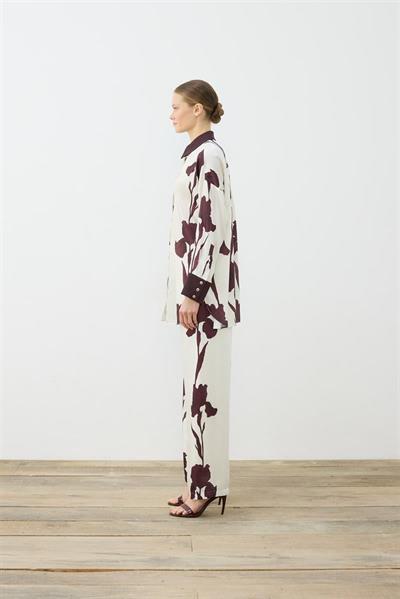 ZAMBAK PATTERNED TWILL PANTS SET BEIGE BURGUNDY