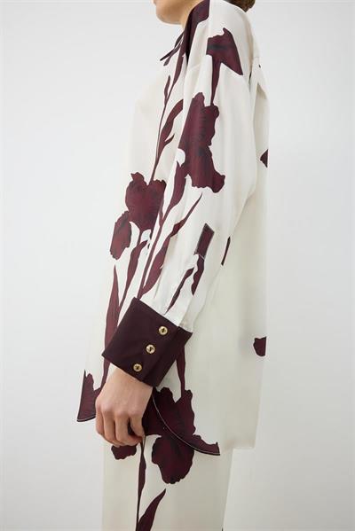 ZAMBAK PATTERNED TWILL PANTS SET BEIGE BURGUNDY