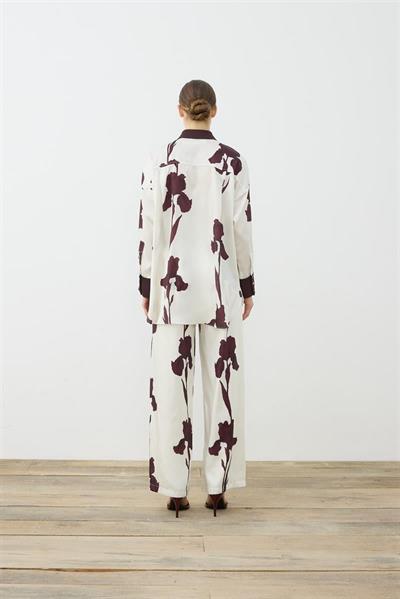 ZAMBAK PATTERNED TWILL PANTS SET BEIGE BURGUNDY