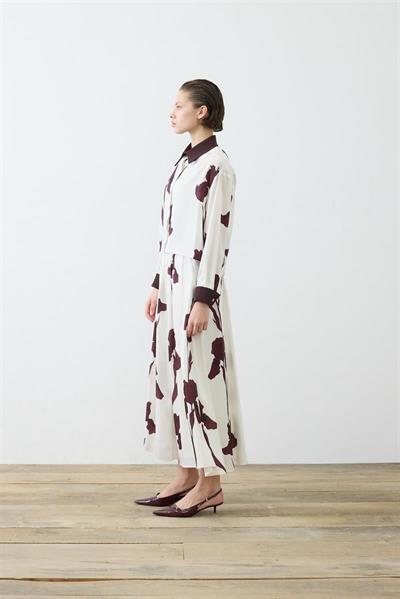 ZAMBAK PATTERNED TWILL SKIRT SET BURGUNDY BEIGE