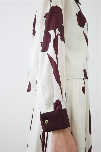 ZAMBAK PATTERNED TWILL SKIRT SET BURGUNDY BEIGE