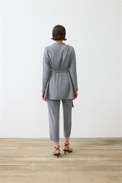 ZARIF CREPE PANTS SET ANTHRACITE