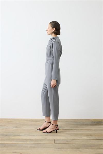 ZARIF CREPE PANTS SET ANTHRACITE