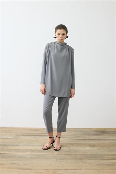 ZARIF CREPE PANTS SET ANTHRACITE