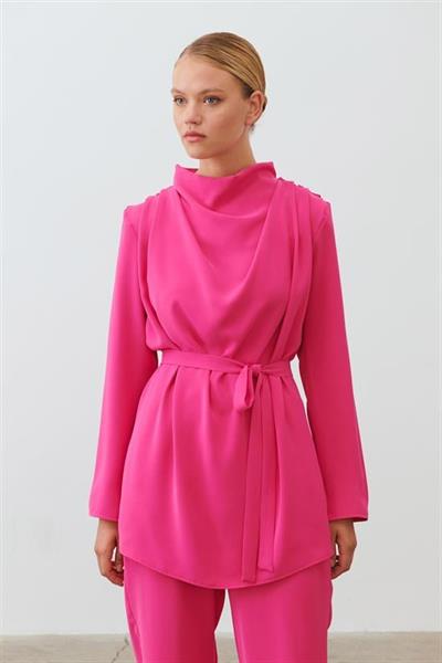 ZARIF CREPE PANTS SET FUCHSIA