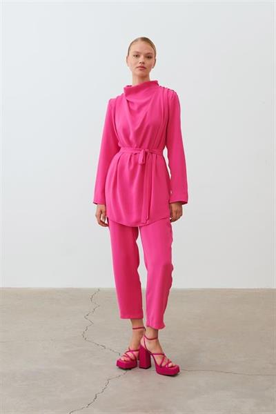 ZARIF CREPE PANTS SET FUCHSIA