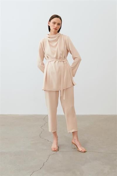 ZARIF CREPE PANTS SET MINK