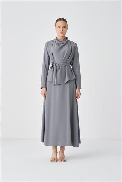 ZARIF CREPE SKIRT SET ANTHRACITE