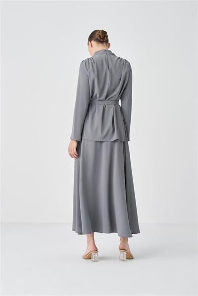 ZARIF CREPE SKIRT SET ANTHRACITE