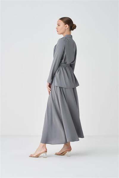 ZARIF CREPE SKIRT SET ANTHRACITE