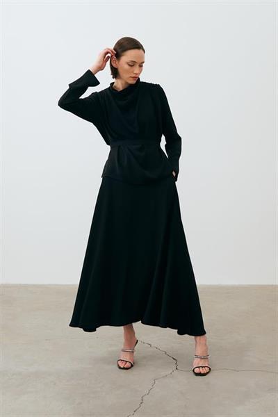 ZARIF CREPE SKIRT SET BLACK