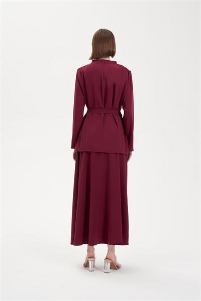 ZARIF CREPE SKIRT SET BURGUNDY