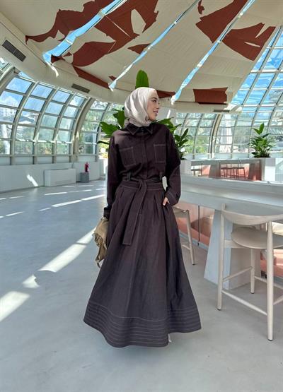 Clara Denim Altüst Takım - Kahverengi