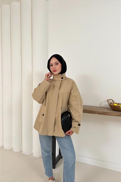 Delera Orta Boy Trench - Bej
