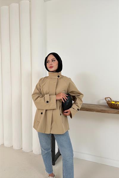 Delera Orta Boy Trench - Bej