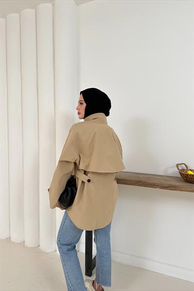 Delera Orta Boy Trench - Bej