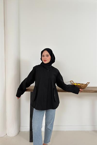 Delera Orta Boy Trench - Siyah
