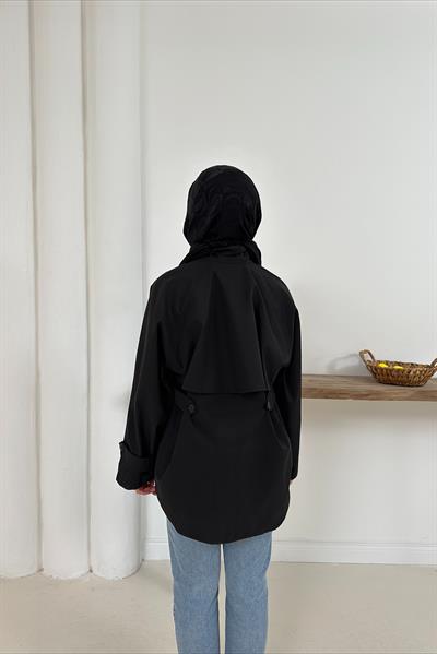 Delera Orta Boy Trench - Siyah