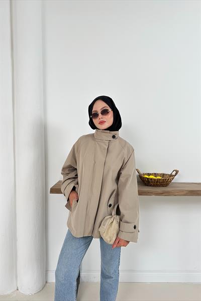 Delera Orta Boy Trench - Taş Rengi