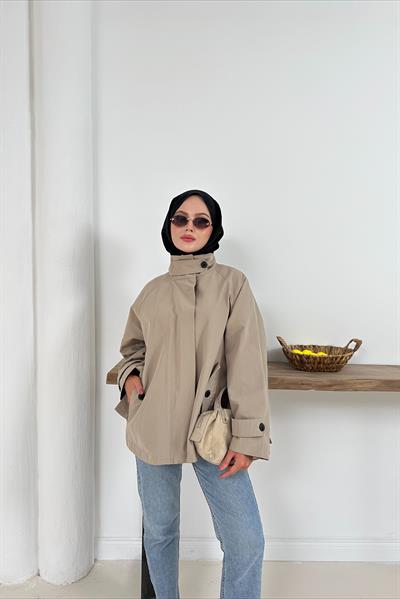 Delera Orta Boy Trench - Taş Rengi