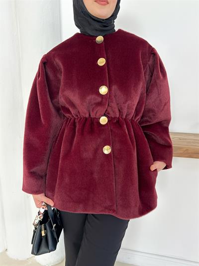 Elettra Kürklü Kaban - Bordo
