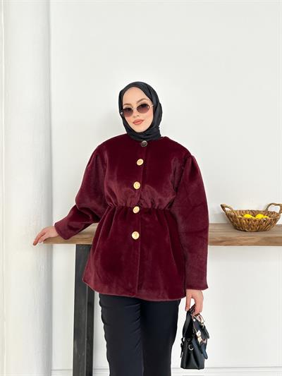 Elettra Kürklü Kaban - Bordo
