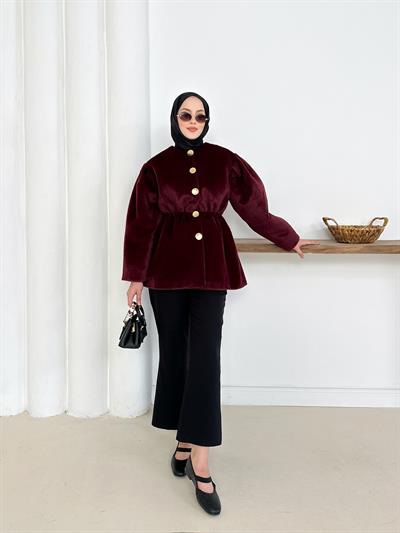 Elettra Kürklü Kaban - Bordo
