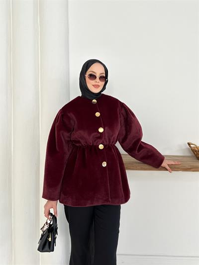 Elettra Kürklü Kaban - Bordo