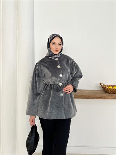 Elettra Kürklü Kaban - Gri