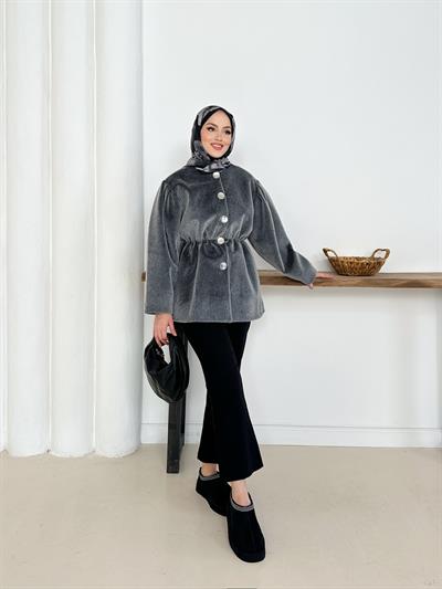 Elettra Kürklü Kaban - Gri