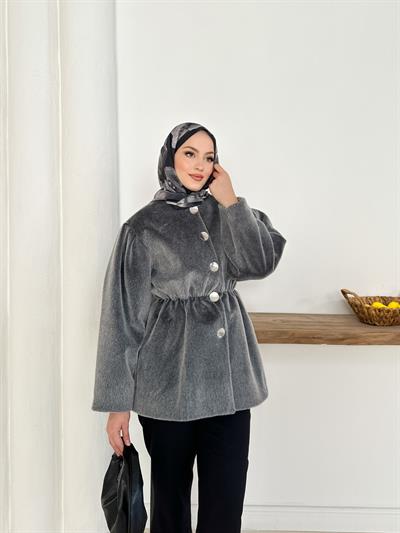 Elettra Kürklü Kaban - Gri