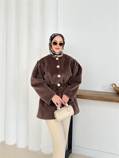 Elettra Kürklü Kaban - Kahverengi