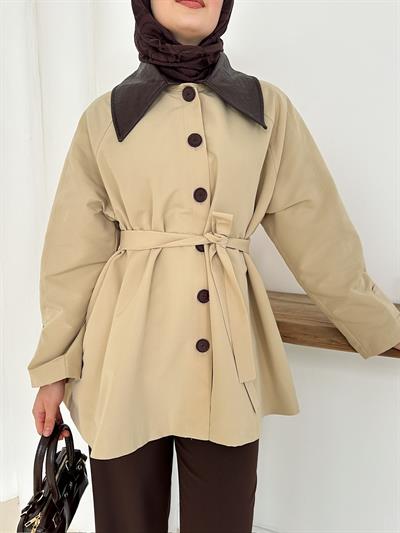 Giulia Deri Yaka Trench - Bej