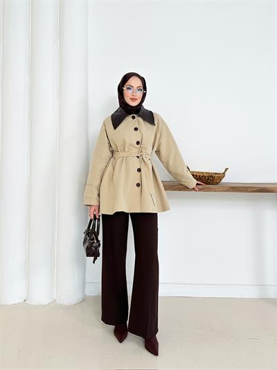 Giulia Deri Yaka Trench - Bej