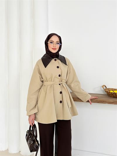 Giulia Deri Yaka Trench - Bej