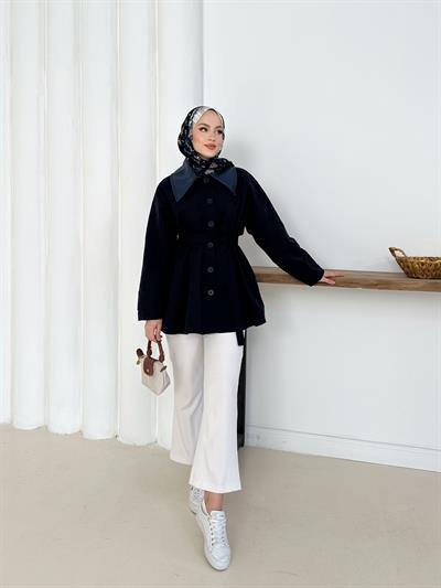 Giulia Deri Yaka Trench - Lacivert