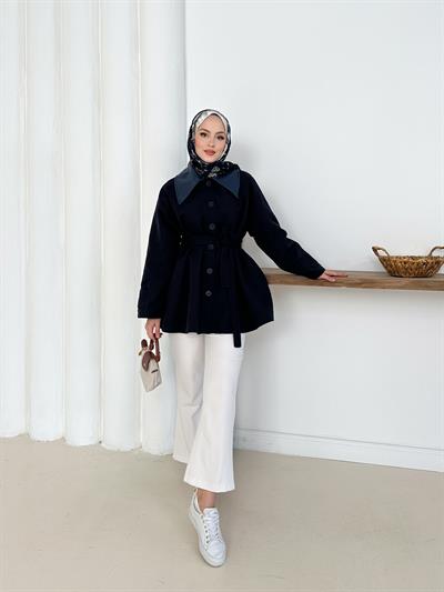 Giulia Deri Yaka Trench - Lacivert