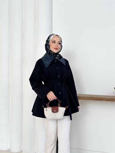 Giulia Deri Yaka Trench - Lacivert