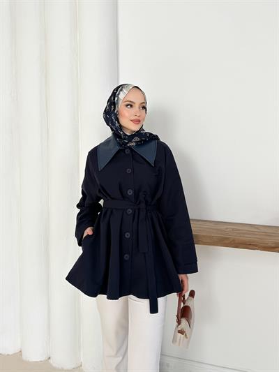 Giulia Deri Yaka Trench - Lacivert