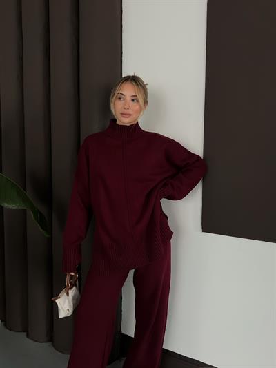 Lison Biyeli Triko Takım - Bordo